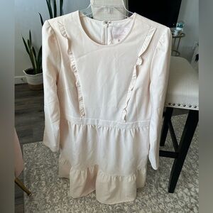 Gal Meets Glam Soft Blush Long Sleeve Ruffle Tiered Dress